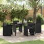 Preview: ARDEBO.de - 5-teiliges Gartenessen-Set mit Kissen in Schwarz aus Poly-Rattan