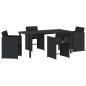 Preview: 5-teiliges Gartenessen-Set mit Kissen in Schwarz aus Poly-Rattan