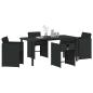 Preview: 5-teiliges Gartenessen-Set mit Kissen in Schwarz aus Poly-Rattan