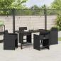 Preview: 5-teiliges Gartenessen-Set mit Kissen in Schwarz aus Poly-Rattan