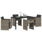 Preview: 5-teiliges Garten-Essset mit Kissen Grau Poly-Rattan