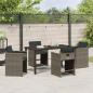 Preview: 5-teiliges Garten-Essset mit Kissen Grau Poly-Rattan
