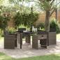 Preview: ARDEBO.de - 5-teiliges Garten-Ess-Set mit Kissen Grau Poly-Rattan