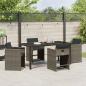 Preview: 5-teiliges Garten-Ess-Set mit Kissen Grau Poly-Rattan