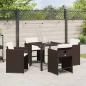 Preview: 5-teiliges Garten-Esszimmermöbel-Set mit Kissen in Braun aus Poly-Rattan
