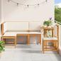 Preview: 4-teiliges Garten Esstisch-Set mit Kissen - Massivholz Akazie