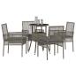 Preview: 5-teiliges Garten Esszimmer Set Grau Poly Rattan