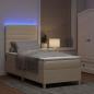 Preview: Boxspringbett mit Matratze & LED Creme 100x200 cm Stoff