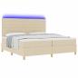 Preview: Boxspringbett mit Matratze & LED Creme 200x200 cm Stoff