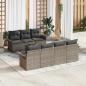 Preview: ARDEBO.de - 8-teiliges Garten-Sofa-Set mit Kissen Grau Poly-Rattan