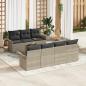 Preview: ARDEBO.de - 8-teiliges Garten Sofa Set mit Kissen Hellgrau Poly Rattan