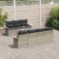 Preview: 8-teiliges Garten Sofa Set mit Kissen Hellgrau Poly Rattan