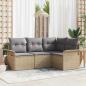 Preview: ARDEBO.de - 4-teiliges Garten-Sofa-Set mit Kissen in Beige aus Poly-Rattan