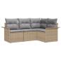 Preview: 4-teiliges Garten-Sofa-Set mit Kissen in Beige aus Poly-Rattan