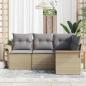 Preview: 4-teiliges Garten-Sofa-Set mit Kissen in Beige aus Poly-Rattan