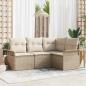 Preview: ARDEBO.de - 4-teiliges Garten Sofaset mit Kissen Beige Poly Rattan