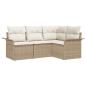 Preview: 4-teiliges Garten Sofaset mit Kissen Beige Poly Rattan