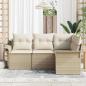 Preview: 4-teiliges Garten Sofaset mit Kissen Beige Poly Rattan