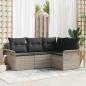 Preview: ARDEBO.de - 4-teiliges Garten-Sofa-Set mit Kissen Hellgrau Poly-Rattan