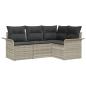 Preview: 4-teiliges Garten-Sofa-Set mit Kissen Hellgrau Poly-Rattan