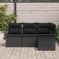 Preview: 4-teiliges Garten Sofa Set mit Kissen Schwarz Poly Rattan