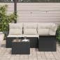 Preview: 4-teiliges Garten-Sofaset mit Kissen Braun Poly-Rattan