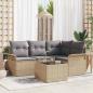 Preview: ARDEBO.de - 5-teiliges Garten-Sofa-Set mit Kissen Schwarz Poly-Rattan