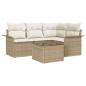 Preview: 5-teiliges Garten-Sofa-Set mit Kissen Braun Poly Rattan