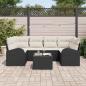 Preview: ARDEBO.de - 7-teiliges Garten Sofa Set mit Kissen Schwarz Poly Rattan