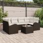 Preview: 7-teiliges Garten-Sofa-Set mit Kissen Braun Poly Rattan