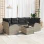 Preview: ARDEBO.de - 7-teiliges Garten Sofa Set mit Kissen in Hellgrau Poly Rattan