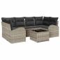 Preview: 7-teiliges Garten Sofa Set mit Kissen in Hellgrau Poly Rattan