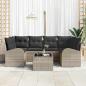 Preview: 7-teiliges Garten Sofa Set mit Kissen in Hellgrau Poly Rattan