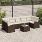 Preview: ARDEBO.de - 8-teiliges Garten-Sofa-Set mit Kissen in Braun aus Poly-Rattan