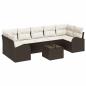 Preview: 8-teiliges Garten-Sofa-Set mit Kissen in Braun aus Poly-Rattan