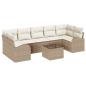 Preview: 8-teiliges Garten-Sofa-Set mit Kissen Beige Poly-Rattan