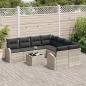 Preview: 9-teiliges Garten Sofa Set mit Kissen Hellgrau Poly Rattan