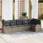 Preview: ARDEBO.de - 6-teiliges Garten-Sofa-Set mit Kissen Grau Poly-Rattan