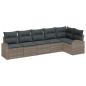 Preview: 6-teiliges Garten-Sofa-Set mit Kissen Grau Poly-Rattan