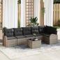 Preview: ARDEBO.de - 6-teiliges Garten-Sofa-Set mit Kissen Schwarz Poly Rattan