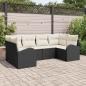 Preview: ARDEBO.de - 6-teiliges Garten Sofa Set mit Kissen Schwarz Poly Rattan