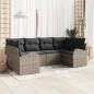 Preview: ARDEBO.de - 6-teiliges Garten Sofa Set mit Kissen Grau Poly Rattan