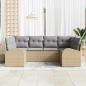 Preview: 6-teiliges Garten Sofa Set mit Kissen Beige Poly Rattan