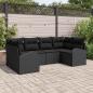 Preview: ARDEBO.de - 6-teiliges Garten Sofa Set mit Kissen Schwarz Poly Rattan