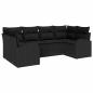 Preview: 6-teiliges Garten Sofa Set mit Kissen Schwarz Poly Rattan