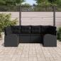 Preview: 6-teiliges Garten Sofa Set mit Kissen Schwarz Poly Rattan