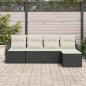 Preview: 5-teiliges Garten Sofa Set mit Kissen Schwarz Poly Rattan
