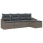 Preview: 5-teiliges Garten-Sofa-Set mit Kissen Grau Poly-Rattan