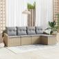 Preview: ARDEBO.de - 5-teiliges Garten Sofa Set mit Kissen Beige Poly Rattan