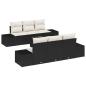 Preview: Sofa Set mit Kissen 7 pcs Schwarz Poly Rattan